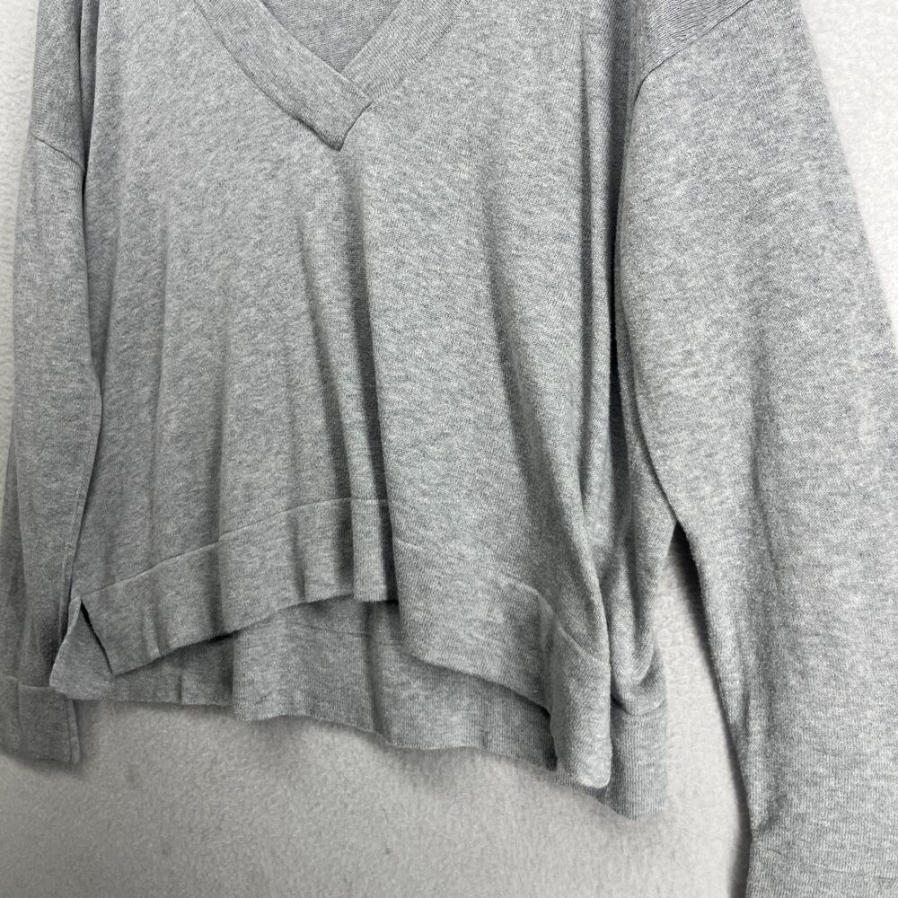 EILEEN FISHER Sweater M Organic Cotton Deep V-Neck Oversized Pullover Gray - Picture 7 of 11